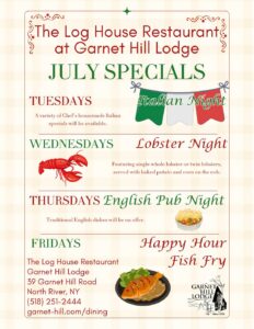 Garnet Hill Lodge July Dining Specials
